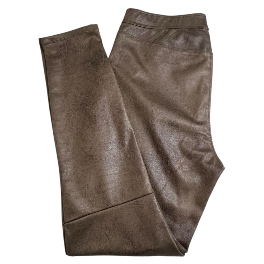 Free People Womens 10 Brown Faux Leather Mid Rise Pullβ On Skinny Pants